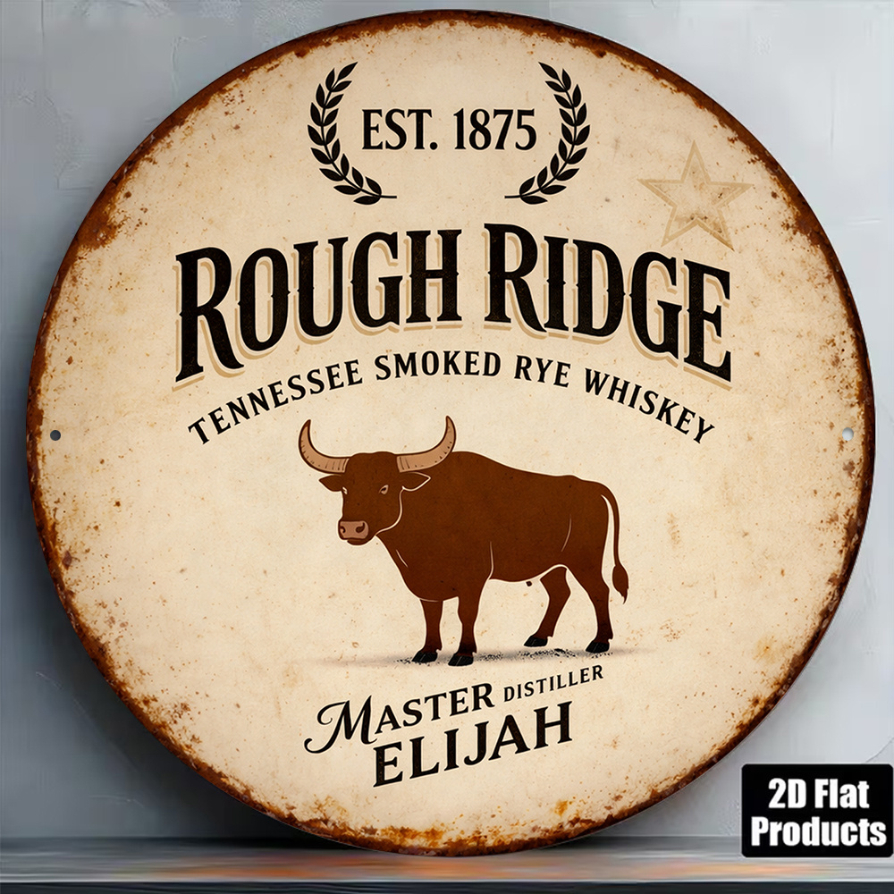 Home Bar Lounge - 2D Flat Round Aluminum Wall Plaque