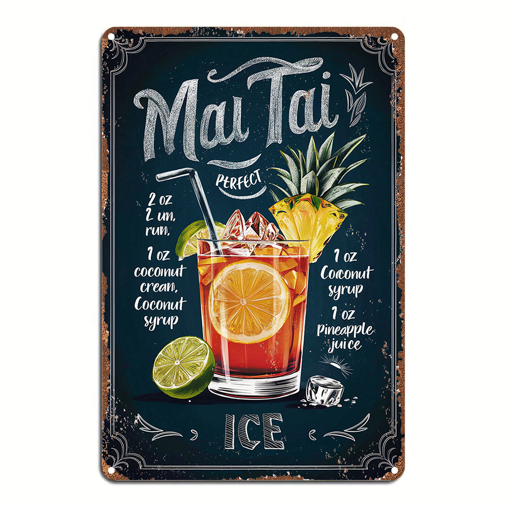 1pc Vintage Mai Tai Recipe Ing - Home Bar Lounge recension och pris